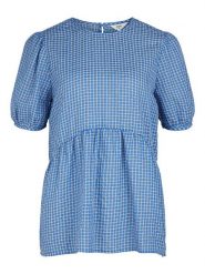 Object Bluzka "Evelyn" w kolorze niebieskim rozmiar: 34. Niebieskie bluzki Object, bez wzorów, bez kołnierzyka, bez ramiączek. Za 30.78 zł.