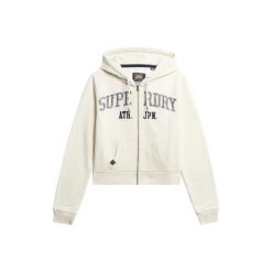 Króka, luźna, zapinana na zamek bluza z kapturem damska Superdry Athletic Essent. Białe bluzy Superdry, bez wzorów, bez ramiączek, z kapturem. Za 327.70 zł.