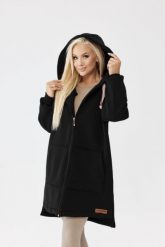 Czarna damska bluza Mona z kapturem PLUS SIZE XXL OVERSIZE JESIEŃ. Czarne bluzy Moda Size Plus Iwanek, na jesień, plus size, bez wzorów, z bawełny, eleganckie, bez ramiączek, z kapturem. Za 329.90 zł.