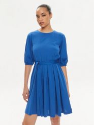 Weekend Max Mara Sukienka koktajlowa Jumbo 2415621072650 Niebieski Regular Fit. Niebieskie sukienki Weekend Max Mara, xs, bez wzorów, z bawełny, wizytowe, bez kołnierzyka, bez ramiączek. Za 499.99 zł.