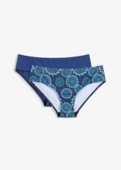 Figi bikini (2 pary). Niebieskie bikini bonprix, bez wzorów. Za 94.99 zł.