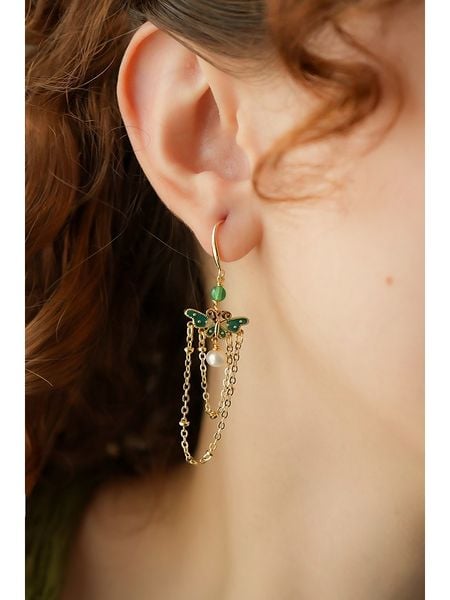 Pierres delicates Pozłacane kolczyki z agatami rozmiar: onesize. Zielone kolczyki Pierres delicates, z agatem, pozłacane. Za 88.02 zł.