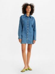Levi's® Sukienka jeansowa Shay A45850001 Niebieski Loose Fit. Niebieskie sukienki l, bez wzorów, z bawełny, bez kołnierzyka, bez ramiączek. Za 319.99 zł.