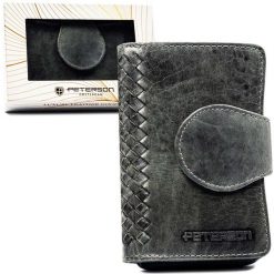 Portfel skórzany Peterson PTN WD1-VLCN szary. Szare portfele Peterson, bez wzorów, ze skóry. Za 105.99 zł.