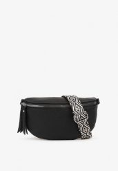 Czarna Nerka z Materiałowym Paskiem w Mozaikowe Wzorki Delavinea. Czarne nerki i saszetki Renee, bez wzorów, z jeansu, eleganckie, bez dodatków. W wyprzedaży za 59.99 zł.