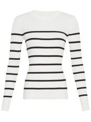 MOSS COPENHAGEN Sweter "Hasle" w kolorze białym rozmiar: M/L. Białe swetry Moss Copenhagen, l, bez wzorów, z wiskozy, klasyczne, bez ramiączek. Za 144.58 zł.