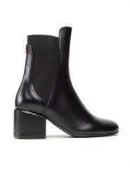 Patrizia Pepe Botki 8Y0018/L011-K103 Czarny. Czarne botki Patrizia Pepe, bez wzorów, ze skóry, bez obcasa, na słupku, bez zapięcia. Za 829.99 zł.