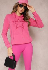 Różowa Ocieplana Bluza Dzianinowa z Kapturem Ziff. Czerwone bluzy Renee, l, bez wzorów, z dzianiny, casualowe, bez ramiączek, z kapturem. W wyprzedaży za 71.99 zł.