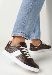 Brązowe Sneakersy z Nadrukiem Mindi. Brązowe buty sportowe lifestyle Born2be, bez wzorów, sportowe, bez zapięcia. W wyprzedaży za 63.74 zł.