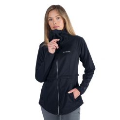 Kurtka softshell damska Columbia Canyon Meadows Softshell. Czarne kurtki przejściowe sportowe Columbia, xs, bez wzorów, z softshellu, bez kaptura, trekkingowe. W wyprzedaży za 473.10 zł.