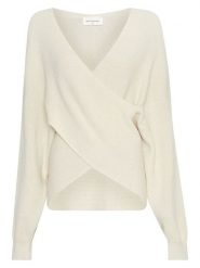 MOSS COPENHAGEN Sweter "Zinelle" w kolorze kremowym rozmiar: XS/S. Brązowe swetry Moss Copenhagen, s, bez wzorów, ze splotem, bez ramiączek. Za 147.91 zł.