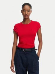 Tommy Jeans T-Shirt Draped DW0DW22802 Czerwony Slim Fit. Czerwone t-shirty Tommy Jeans, l, bez wzorów, z jeansu, bez kołnierzyka, bez ramiączek. Za 169.99 zł.