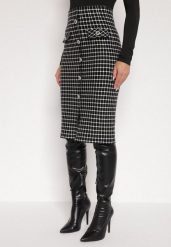 Czarno-Biała Ołówkowa Tweedowa Spódnica w Kraciasty Wzór z Guzikami Anitusa. Czarne spódnice Born2be, na co dzień, m, bez wzorów, z jeansu, eleganckie, midi, ołówkowe. Za 69.99 zł.