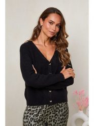 Soft Cashmere Kardigan w kolorze czarnym rozmiar: 38/40. Czarne swetry Soft Cashmere, bez wzorów, klasyczne, bez ramiączek. Za 173.99 zł.