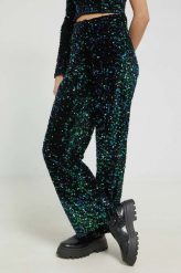 JDY spodnie sara damskie kolor czarny szerokie high waist. Czarne spodnie materiałowe JDY, bez wzorów, z materiału, z podwyższonym stanem. Za 189.99 zł.