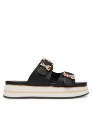 Patrizia Pepe Klapki PPJ389/31 Czarny. Czarne klapki Patrizia Pepe, bez wzorów, ze skóry, bez obcasa, bez zapięcia. Za 383.99 zł.