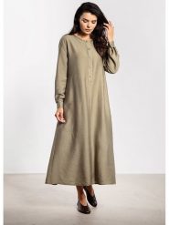 Awama Sukienka w kolorze oliwkowym rozmiar: L. Brązowe sukienki Awama, l, bez wzorów, z tkaniny, bez kołnierzyka, bez ramiączek, maxi. Za 164.99 zł.