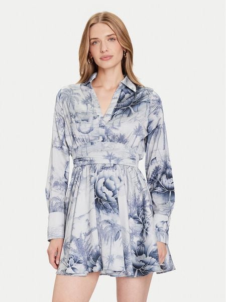 Guess Sukienka koktajlowa W5YK00 WF1T2 Niebieski Regular Fit. Niebieskie sukienki Guess, s, z aplikacjami, z syntetyku, wizytowe, bez kołnierzyka, bez ramiączek. Za 349.99 zł.