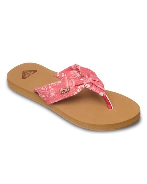 Sandały klapki japonki damskie PAIA. Zielone klapki Roxy, bez wzorów, z bawełny, bez obcasa, bez zapięcia. Za 71.99 zł.