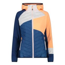 Damski hybrydowy polar z kapturem CMP. Niebieskie bluzy z polaru CMP, bez wzorów, z polaru, trekkingowe. Za 413.00 zł.