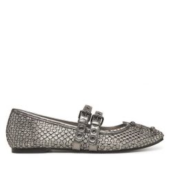 Baleriny Guess. Szare baleriny Guess, z aplikacjami, bez obcasa, bez zapięcia. Za 299.99 zł.