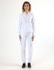 Bluza miękka z bawełna z kaptur na co dzień. Białe bluzy LEONE 1947 APPAREL, z aplikacjami, z bawełny, z kapturem, na fitness i siłownię. Za 252.56 zł.