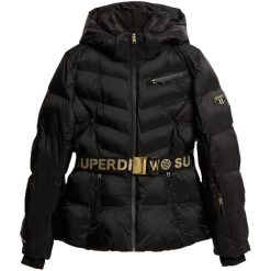 Damska kurtka puchowa Superdry Luxe. Czarne kurtki narciarskie Superdry, na zimę, bez wzorów, z puchu, bez kaptura, narciarskie. W wyprzedaży za 1,253.15 zł.