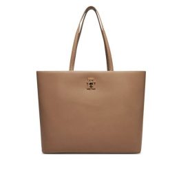 Torebka Tommy Hilfiger. Brązowe shopper bag Tommy Hilfiger, bez wzorów, bez dodatków. Za 749.99 zł.