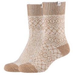 Skarpetki sportowe dla dorosłych 2PPK Wm Casual Cozy Jacquard Socks. Brązowe skarpetki Skechers, bez wzorów, z elastanu. Za 29.99 zł.