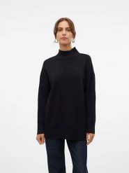 Vero Moda Sweter "Gold" w kolorze czarnym rozmiar: M. Czarne swetry Vero Moda, m, bez wzorów, ze splotem, bez ramiączek. Za 92.42 zł.
