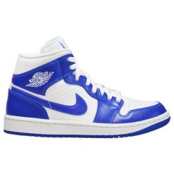 Buty sportowe damskie Air Jordan 1 Mid. Niebieskie buty treningowe Jordan, bez wzorów, bez zapięcia. Za 1,199.00 zł.