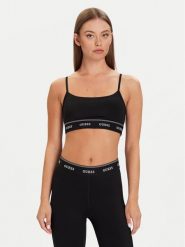 Guess Biustonosz top V5BP01 K1942 Czarny. Czarne biustonosze Guess, m, z aplikacjami, z syntetyku, bez kołnierzyka, bez ramiączek. Za 179.99 zł.