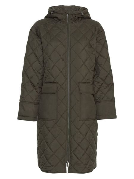 MOSS COPENHAGEN Płaszcz pikowany "Nichella" w kolorze ciemnozielonym rozmiar: S/M. Zielone płaszcze Moss Copenhagen, m, bez wzorów, bez kaptura. Za 353.27 zł.