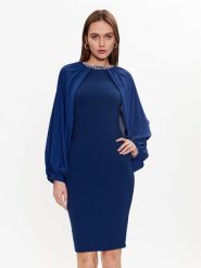 Rinascimento Sukienka koktajlowa CFC0018940002 Granatowy Regular Fit. Niebieskie sukienki Rinascimento, xs, bez wzorów, z syntetyku, wizytowe, bez kołnierzyka, bez ramiączek. Za 569.99 zł.