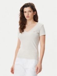 Tommy Jeans T-Shirt Essential DW0DW17385 Beżowy Slim Fit. Brązowe t-shirty Tommy Jeans, xxs, bez wzorów, z bawełny, bez kołnierzyka, bez ramiączek. Za 119.99 zł.