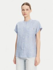 Tommy Hilfiger Koszula WW0WW44715 Błękitny Regular Fit. Niebieskie koszule Tommy Hilfiger, bez wzorów, ze lnu, bez kołnierzyka, bez ramiączek. Za 279.99 zł.