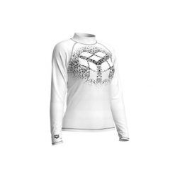 Koszulka damska do pływania na basen plażę długi rękaw Arena Long Slevee. Białe t-shirty sportowe Arena, bez wzorów, bez ramiączek, do pływania. Za 171.38 zł.
