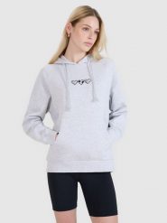 4F Bluza dresowa nierozpinana z kapturem damska - szara XL. Szare bluzy 4f, xl, bez wzorów, z bawełny, sportowe, bez ramiączek, z kapturem. W wyprzedaży za 89.99 zł.