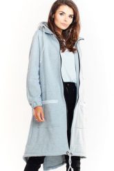 Ciepła długa bluza damska jak parka bawełna premium szara. Szare bluzy Infinite You, l, bez wzorów, z bawełny, eleganckie, z kapturem. Za 319.00 zł.