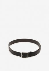 Czarny Klasyczny Pasek z Prostokątną Klamrą Mevalinae. Czarne paski Born2be, bez wzorów, eleganckie. Za 29.99 zł.