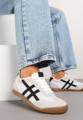 Białe Sneakersy Typu Klasyczne Tenisówki Isnnoria. Białe trampki Renee, bez wzorów, z jeansu, eleganckie, bez zapięcia. W wyprzedaży za 67.99 zł.