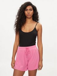 Guess Top O4GP10 KBXB2 Czarny Slim Fit. Czarne topy Guess, s, z aplikacjami, z syntetyku, bez kołnierzyka, bez ramiączek. Za 79.99 zł.