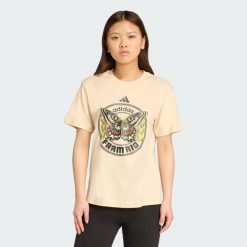 Koszulka adidas X FARM Graphic. Brązowe t-shirty sportowe adidas, xs, bez wzorów, z bawełny, bez ramiączek, na fitness i siłownię. Za 149.00 zł.