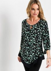 Tunika koszulowa. Zielone tuniki bonprix, bez wzorów, klasyczne, bez kołnierzyka, bez ramiączek. Za 109.99 zł.