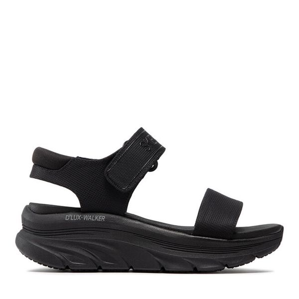Sandały Skechers. Czarne sandały Skechers, bez wzorów, bez obcasa, na koturnie, bez zapięcia. Za 269.99 zł.