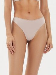 Tommy Hilfiger Stringi UW0UW05214 Beżowy. Brązowe stringi Tommy Hilfiger, bez wzorów, z syntetyku. Za 69.99 zł.