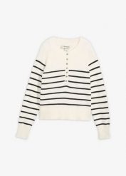 Sweter z czystej bawełny. Białe swetry bonprix, bez wzorów, z bawełny, bez ramiączek. Za 112.99 zł.