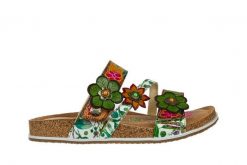 Klapki Laura Vita Brcyano 16 Jaune 202028, Wielokolorowy, Skóra naturalna - 38. Klapki LAURA VITA, z aplikacjami, z materiału, eleganckie, bez obcasa, bez zapięcia. W wyprzedaży za 224.10 zł.