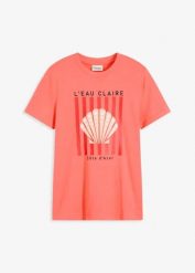 T-shirt z czystej bawełny. Czerwone t-shirty bonprix, bez wzorów, z bawełny, klasyczne, bez kołnierzyka, bez ramiączek. Za 19.99 zł.
