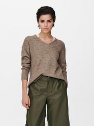 ONLY Sweter "Camilla" w kolorze brązowym rozmiar: M. Brązowe swetry ONLY, m, bez wzorów, ze splotem, bez ramiączek. Za 118.84 zł.